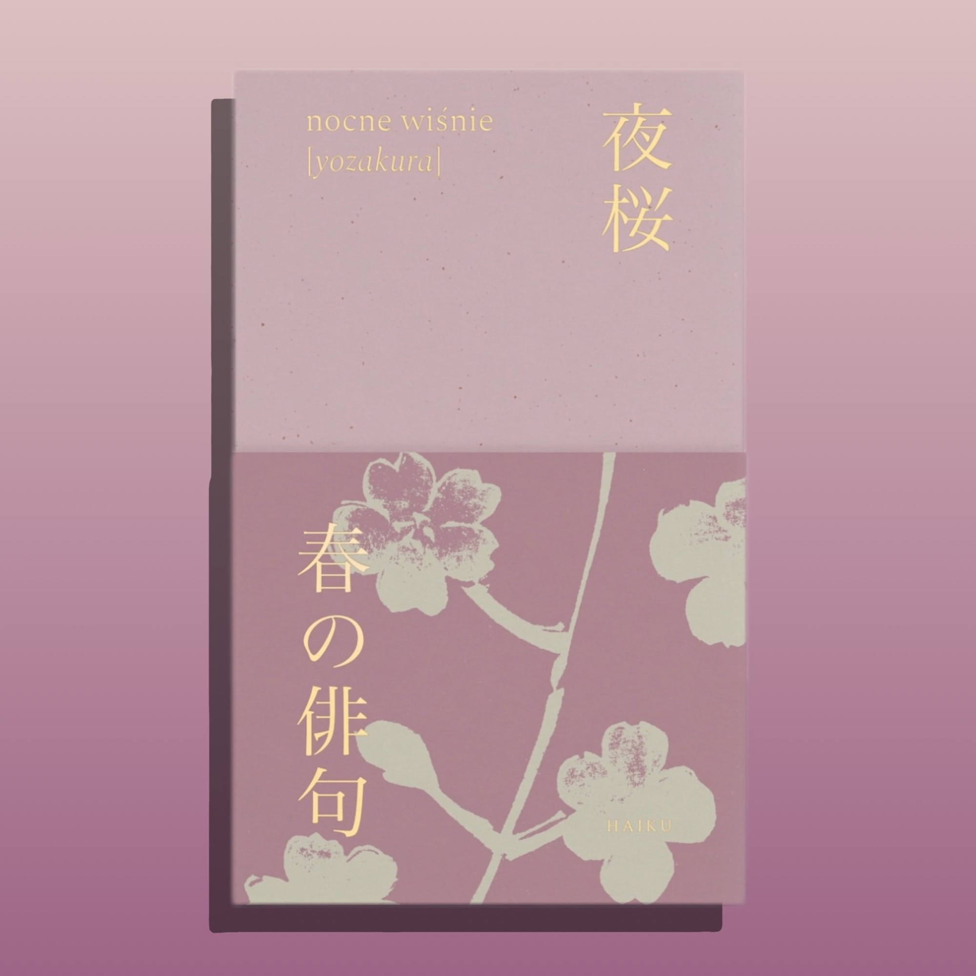 Minimalistyczna okładka tomiku japońskiego haiku o nazwie yozakura autorstwa Patrycji Hyodo Malewskiej