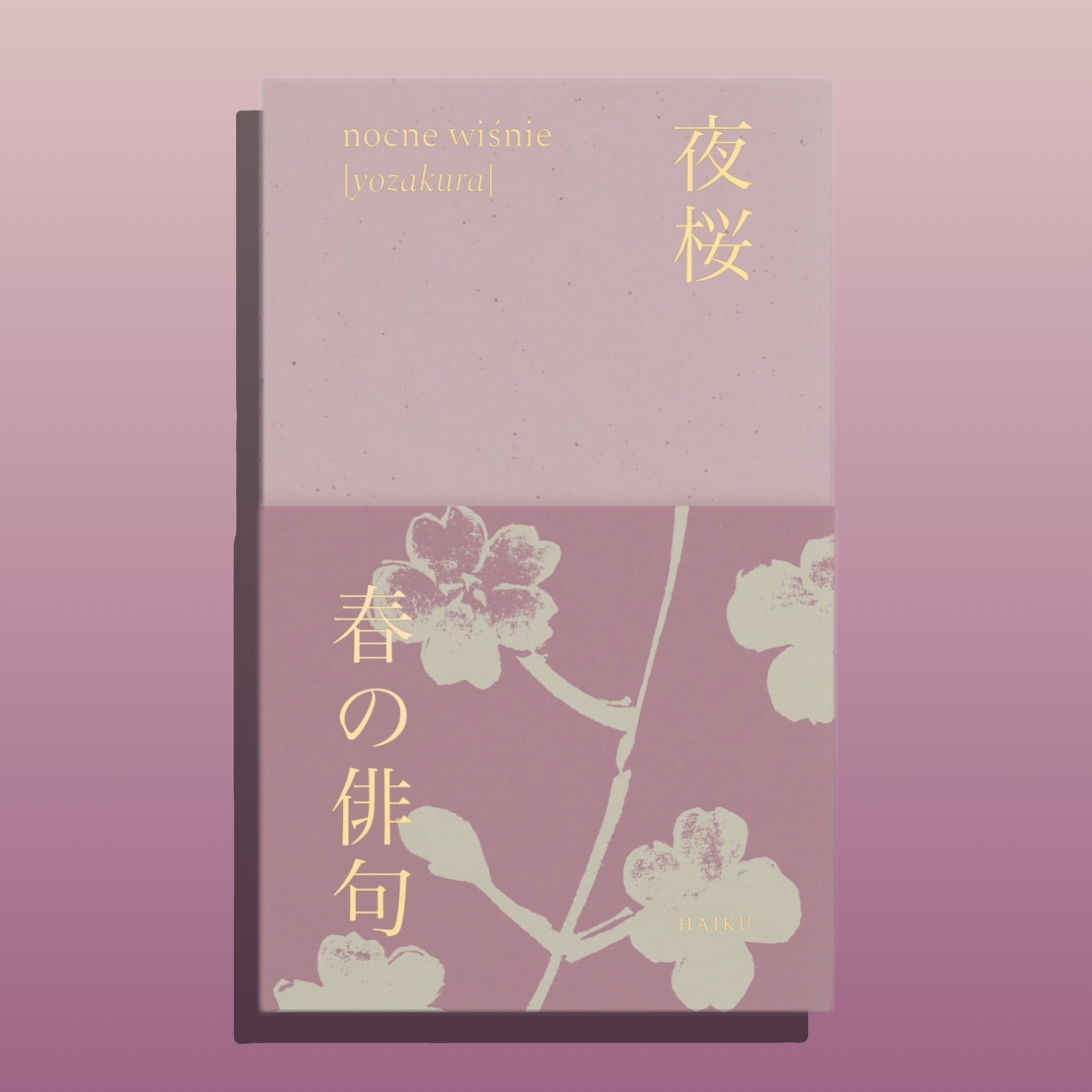 Minimalistyczna okładka tomiku japońskiego haiku o nazwie yozakura autorstwa Patrycji Hyodo Malewskiej
